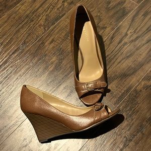 Ann Taylor peep toe dress wedge shoes